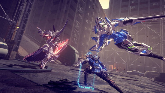 Best Nintendo Switch games: Two characters from Astral Chain attack a monster