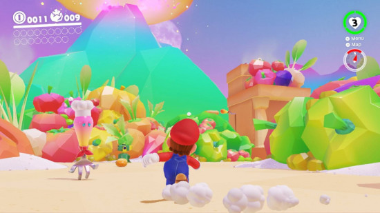 Best Nintendo Switch games: Mario runs around a technicolor level filled with cooking pots and ingredients 