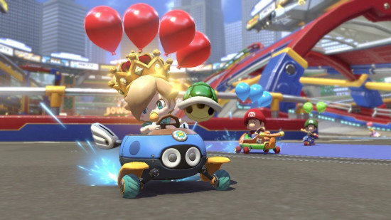 Screenshot of Baby Rosalina in Mario Kart 8 for best car games guide