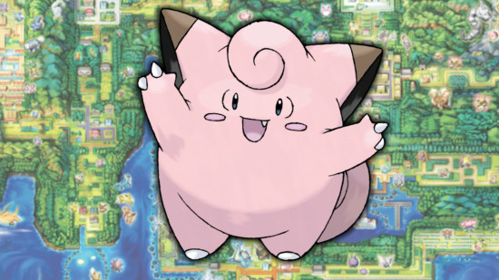 Clefairy evolution - Clefairy in front of a map of Kanto