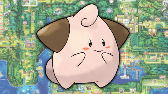 Clefairy evolution - Cleffa in front of a map of Kanto