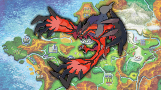 Gen 6 Pokemon - Yveltal in front of a map of Kalos