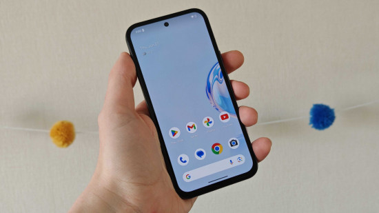 Custom image for Google Pixel 8a review showing the phone's home screen