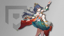 Honkai Star Rail Yunli's PNG from her splash art pasted on a physical grey PT background with a subtle drop shadow. She is posing like a ballerina