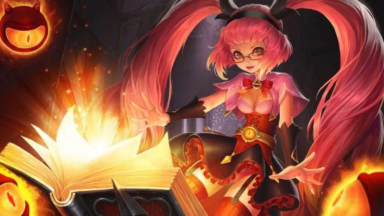 Honor of Kings tier list - splash art showing Angela the mage casting a spell over a book