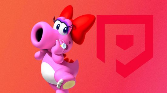 mario characters - Birdo on a red background