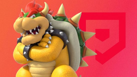 mario characters - bowser on a red background