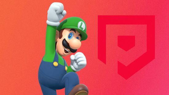 mario characters - Luigi on a red background