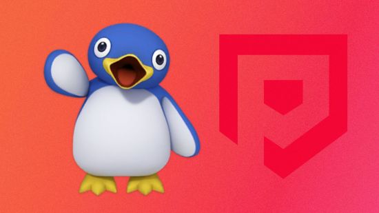 mario characters - the baby penguin on a red background