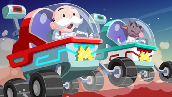 monopoly go mars metropolis - the monopoly man and his dog in two rover cars