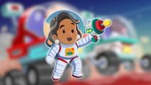 monopoly go martian treasures - a lady in a space suit holding a laser gun