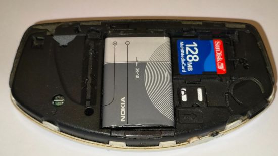Custom image for Nokia N-Gage review showing the open back of the phone where the battery would go
