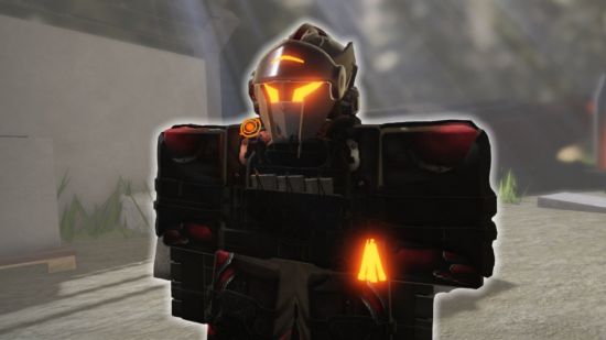 Project God Slayers codes - a slayer in black fiery armor stood in front of a building and crates