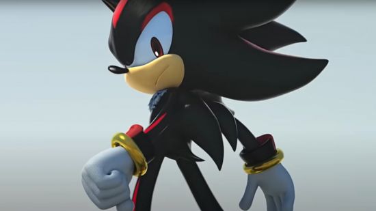 a close up of shadow the hedgehog in front of a cloudy sky in the summer game fest 2024 trailer