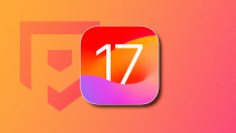 What is iOS: The iOS 17 logo in an orange, red, and purple app icon, pasted on an orange to red PT background