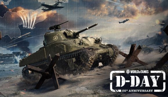 World of Tanks D-Day event image showing a tank on a stylised background.