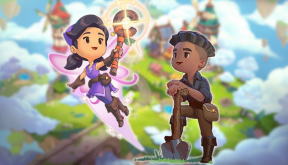 Fae Farm giveaway - two characters from the game over a blurred background