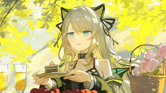 Arknights tier list: An illustration of a cat girl eatings some cake