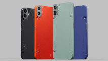Official PR image from the CMF Phone 1 launch showing four different color designs - light green, blue, red, and black