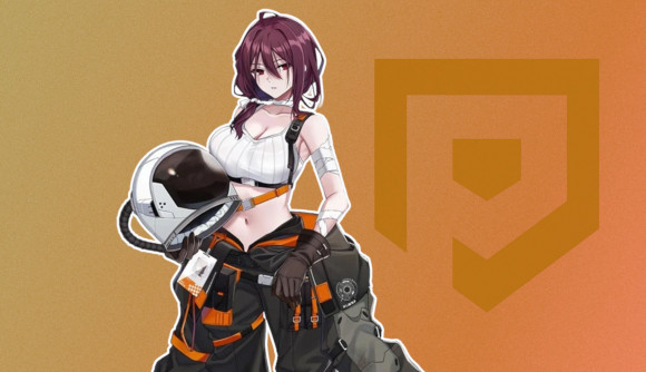 Custom image for Counterside tier list with a mech pilot on a dusky orange background