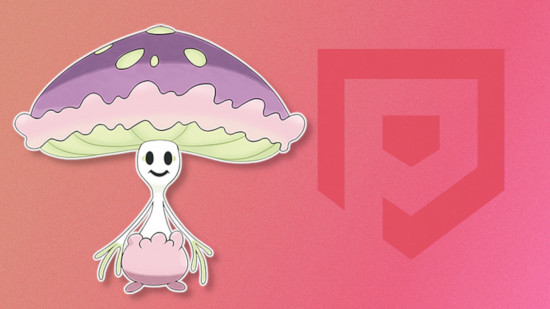 Custom image of Shiinotic on a pinkish background for fairy Pokemon weakness guide