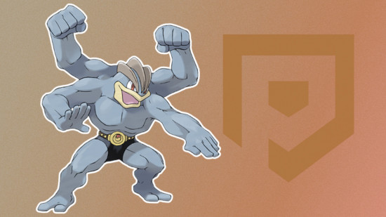 Custom image for fighting Pokemon weakness guide with Machamp on a brown background