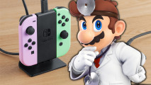 Nintendo Joy-Con Charging Stand: An image of Mario stroking his chin and Joy-Cons charging on the Nintendo Switch Joy-Con charging stand.