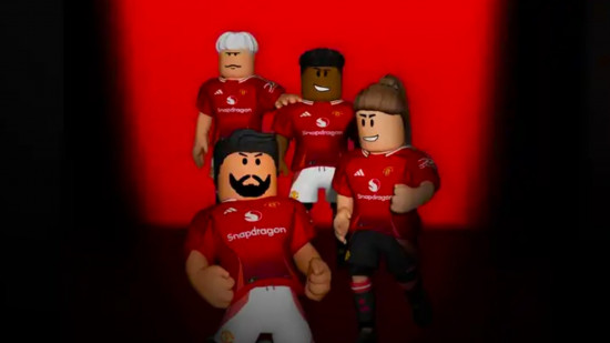 roblox avatars sporting the manchester united kit from the adidas outfit creator experience