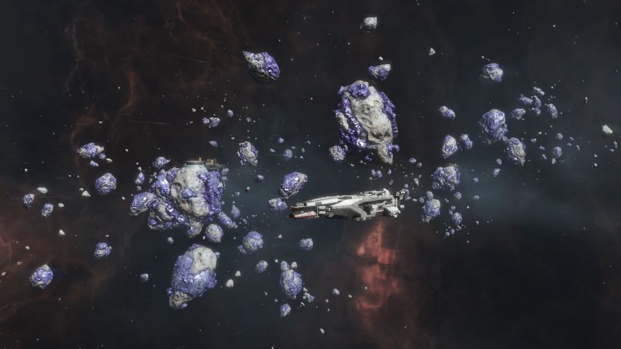 Ships flying through space rubble