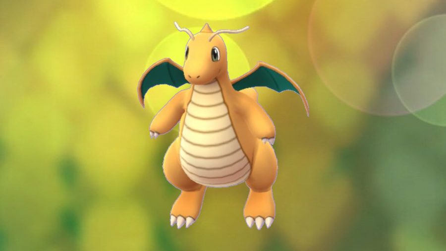 Dragonite De Pokémon Go Sur Fond Jaune Vif