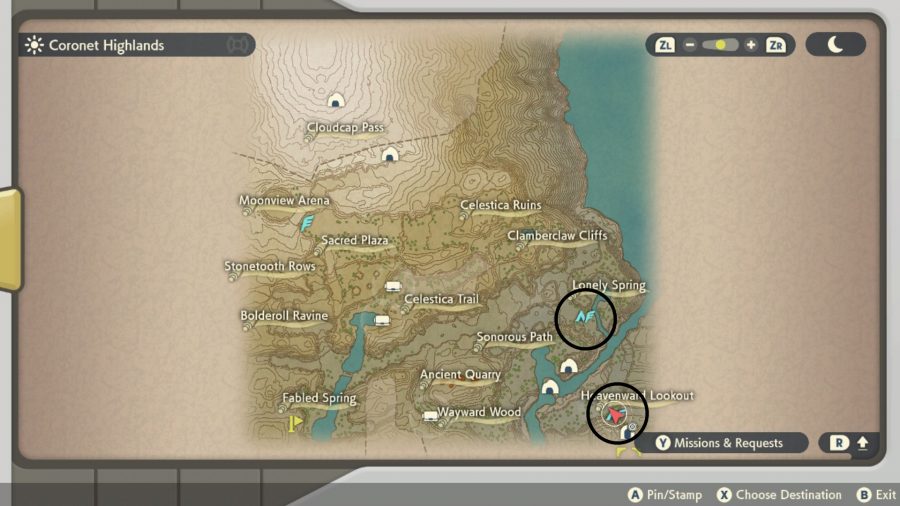 Base camps Coronet Highlands in Pokémon Legends Arceus