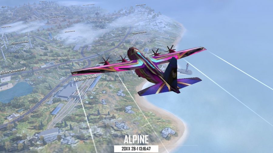 Garena Free Fire plane flying over the Alpine map