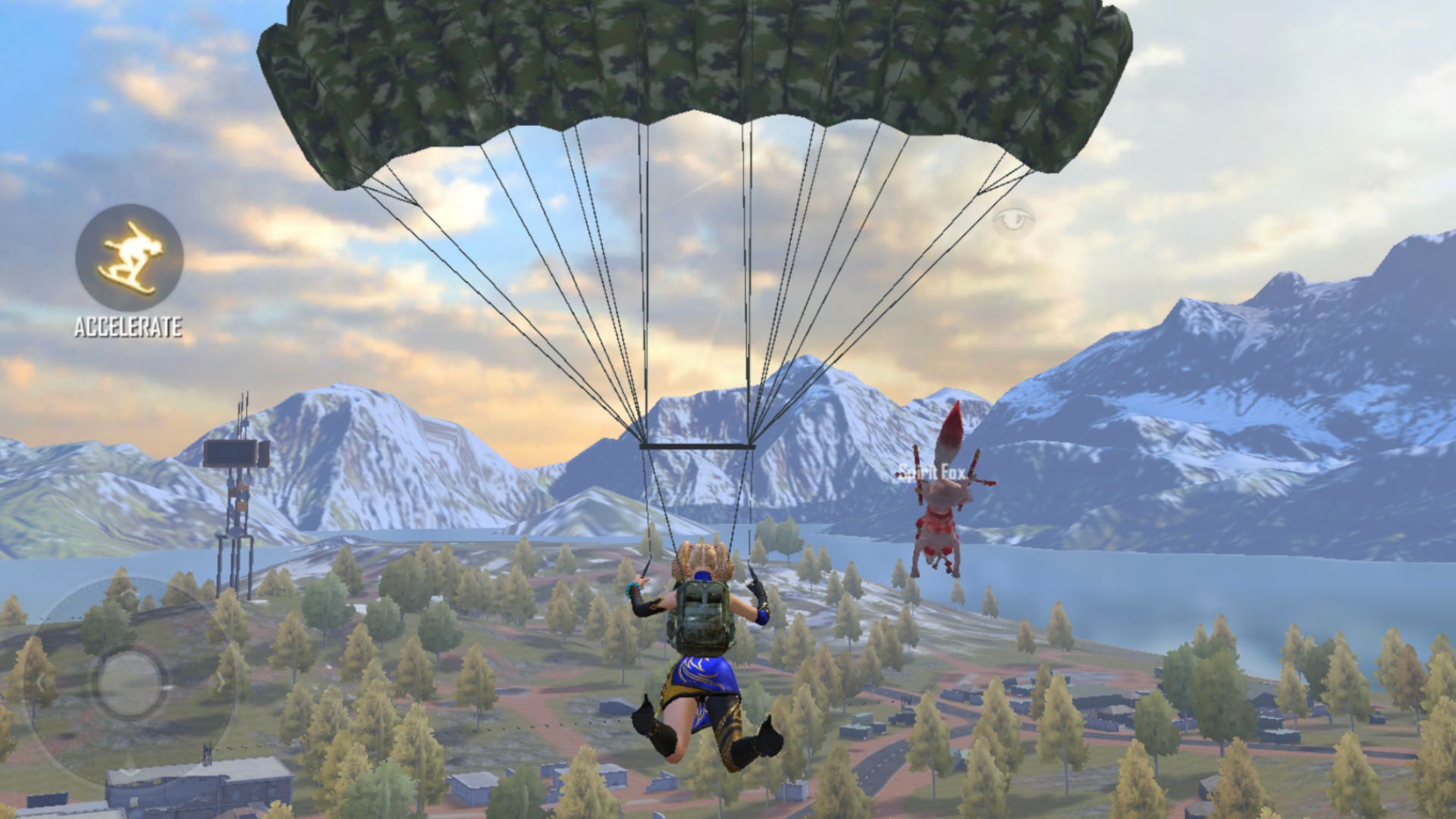 A player parachuting over the new Alpine map