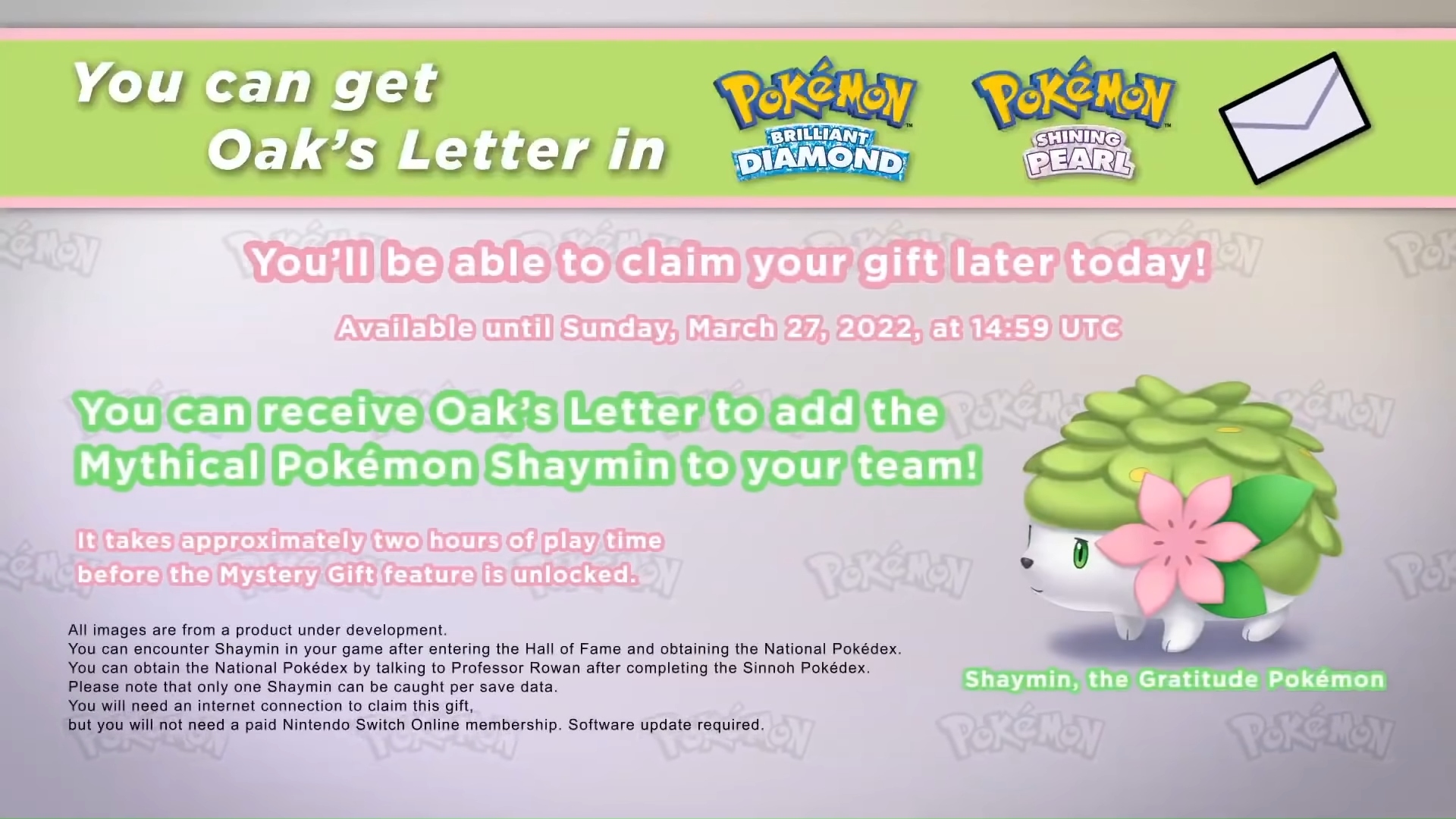 This Pokémon BDSP Mystery Gift is only available until end of the month