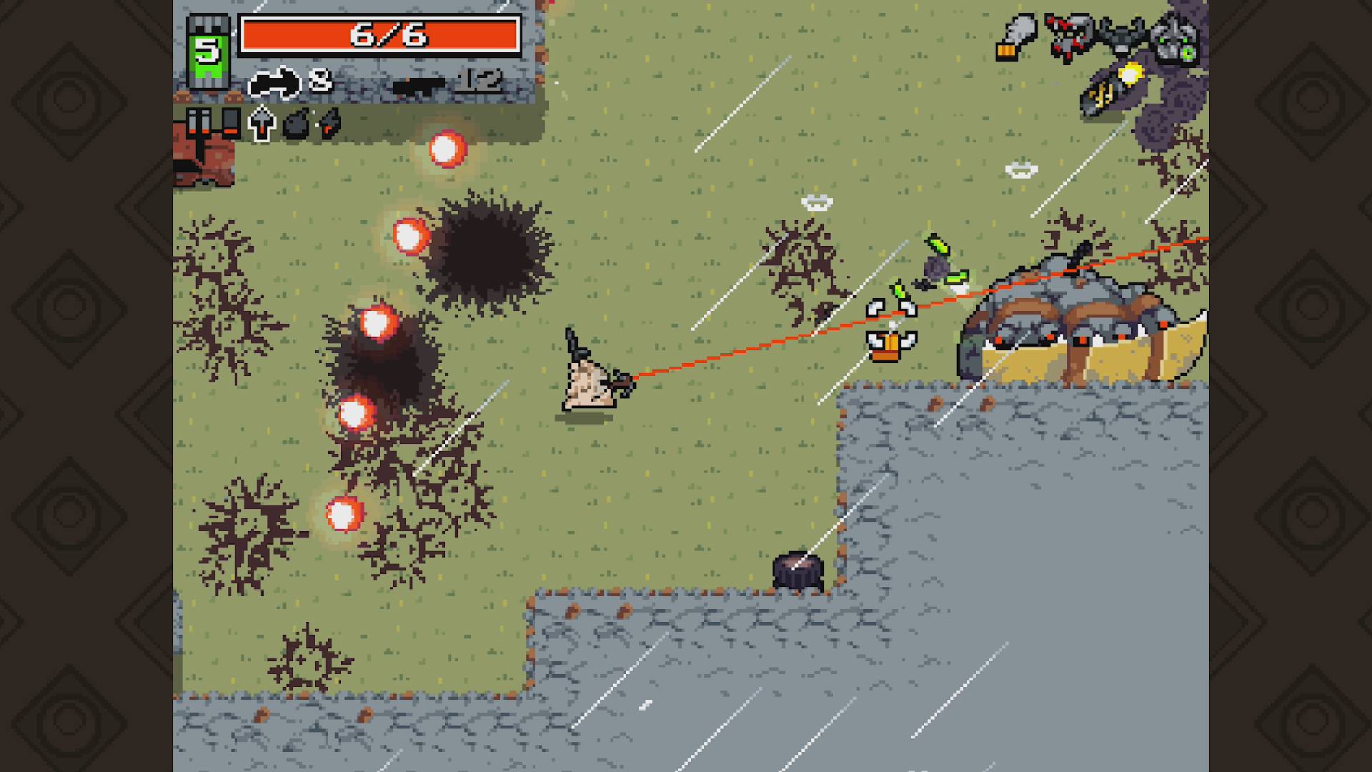 best post-apocalyptic games. A pixelated scene shows a small character battling waves of mutants
