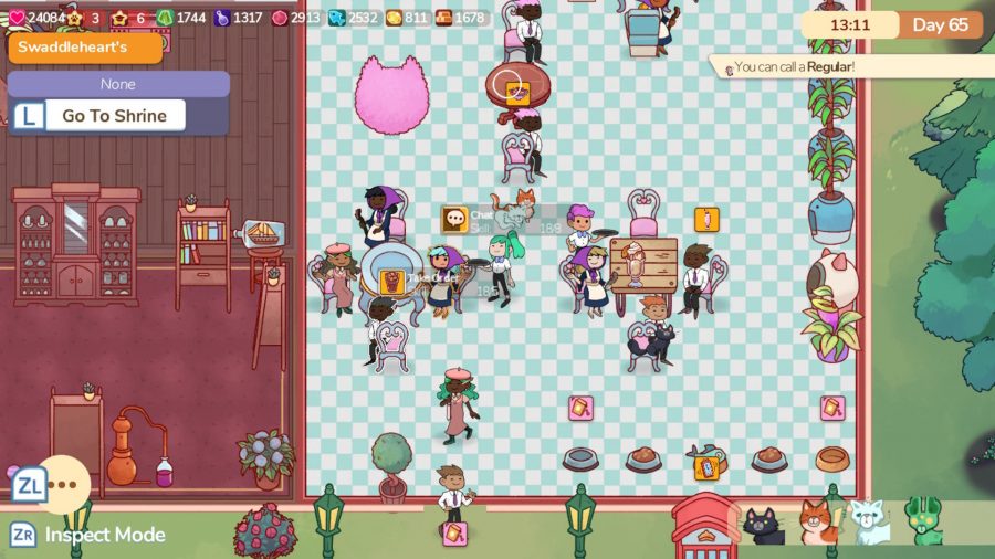 A screenshot of a busy cafe in Cat Cafe Manager