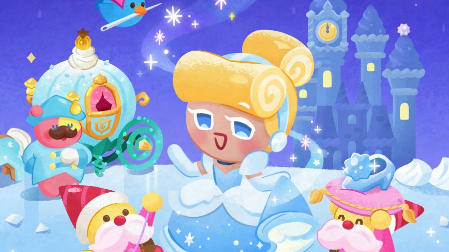 Cookie Run Kingdom codes - a cookie Cinderella running away from a castle in the dead of night