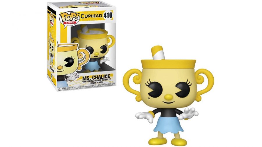 Cuphead Funko Pop: A product image shows a funko pop of Ms Chalice 