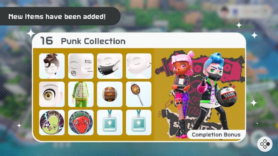 Cosmétiques Nintendo Switch Sports : Un Menu Présente Une Variété D'options Vestimentaires, Sur Le Thème Du Punk