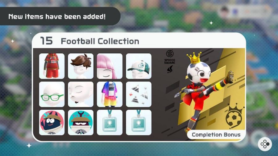 Cosmétiques Nintendo Switch Sports : Un Menu Présente Une Variété D'options Vestimentaires, Sur Le Thème Du Football